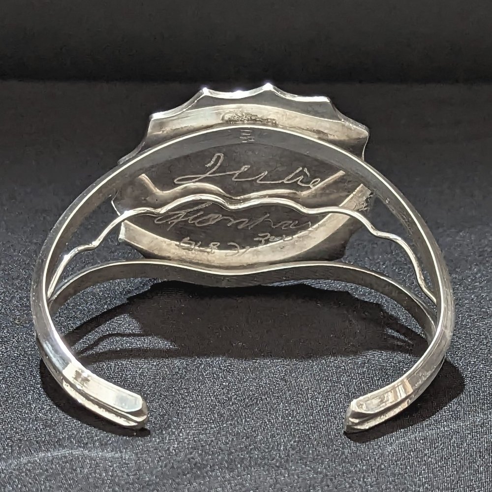 Large MAJESTIC Silver & Black Spider HALLOWEEN Sterling Silver Dichroic Bracelet - Picture 5 of 13
